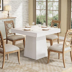 Tribesigns Square Dining Table for 4, 31.5-Inch Small Kitchen Table with Sturdy Pedestal Base, Farmhouse Dinner Table for Dining Room, Living Room, Kitchen, White