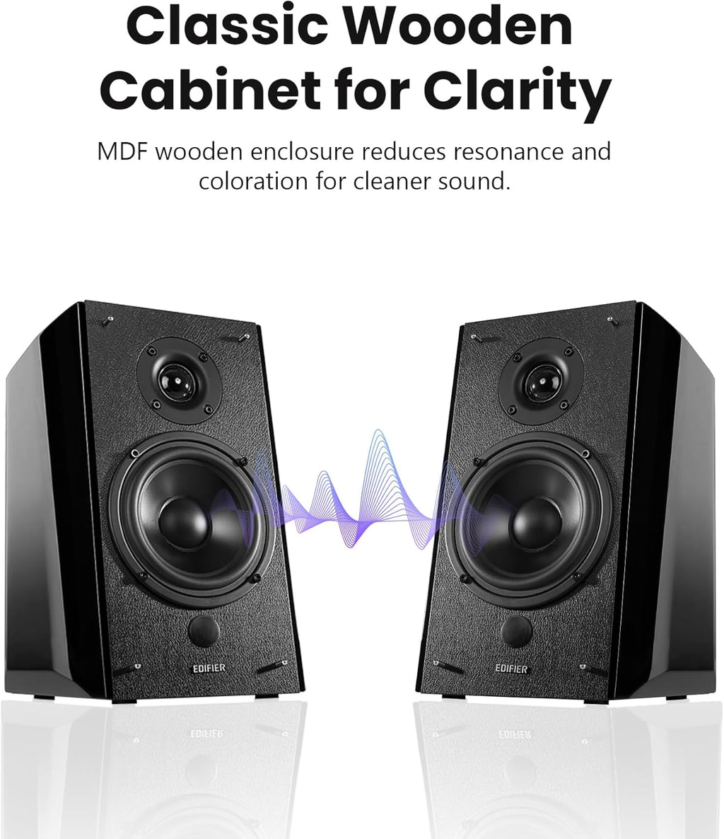 Edifier R2000DB Powered Bluetooth Bookshelf Speakers - Near-Field Studio Monitors - Optical Input - 120 Watts RMS (Black)