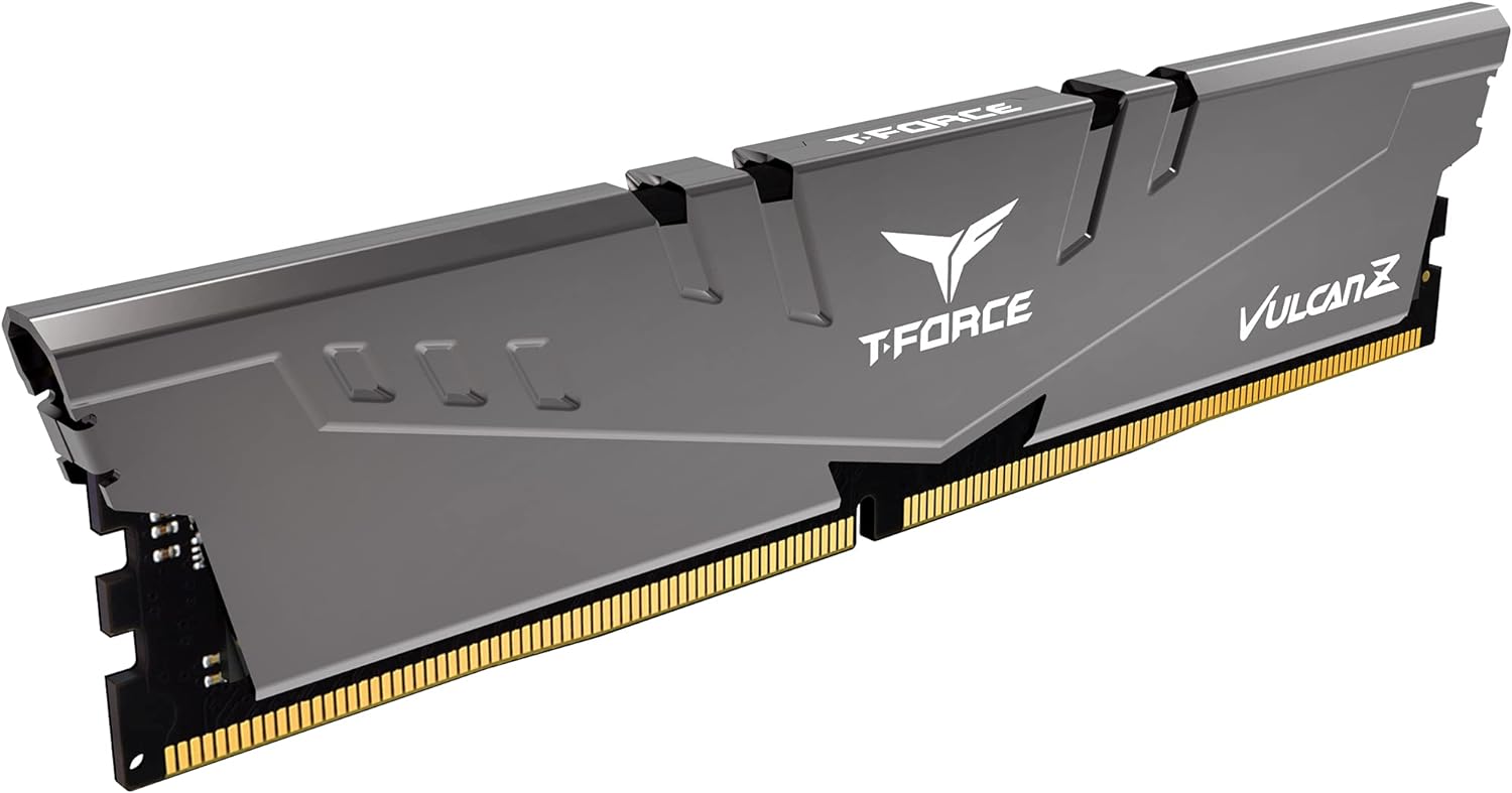 TEAMGROUP T-Force Vulcan Z DDR4 DRAM 16GB Kit (2x8GB) 3200MHz Desktop Memory Module (PC4-25600) CL16 Ram (Gray) - TLZGD416G3200HC16FDC01