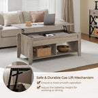 Yaheetech Lift Top Coffee Table with Hidden Storage Compartment & Lower Shelf, Lift Tabletop Farmhouse Table for Living Room Office Reception, 47.5in L, Gray