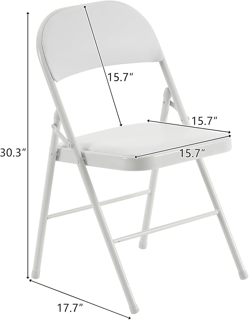 Karl home 6 Pack White Folding Chairs with Padded Seats for Outdoor & Indoor, Portable Stackable Commercial Seat with Steel Frame for Events Office Wedding Party, 330lbs Capacity