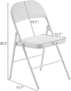 Karl home 6 Pack White Folding Chairs with Padded Seats for Outdoor & Indoor, Portable Stackable Commercial Seat with Steel Frame for Events Office Wedding Party, 330lbs Capacity