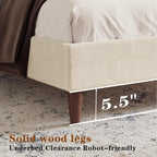 Upholstered Bed Frame King Size, 43" Tall Headboard Wingback Upholstered Platform Beds Bedframe for Kids Teens Adults Bedroom Strong Wood Slats Support No Box Spring Needed, Ivory Boucle