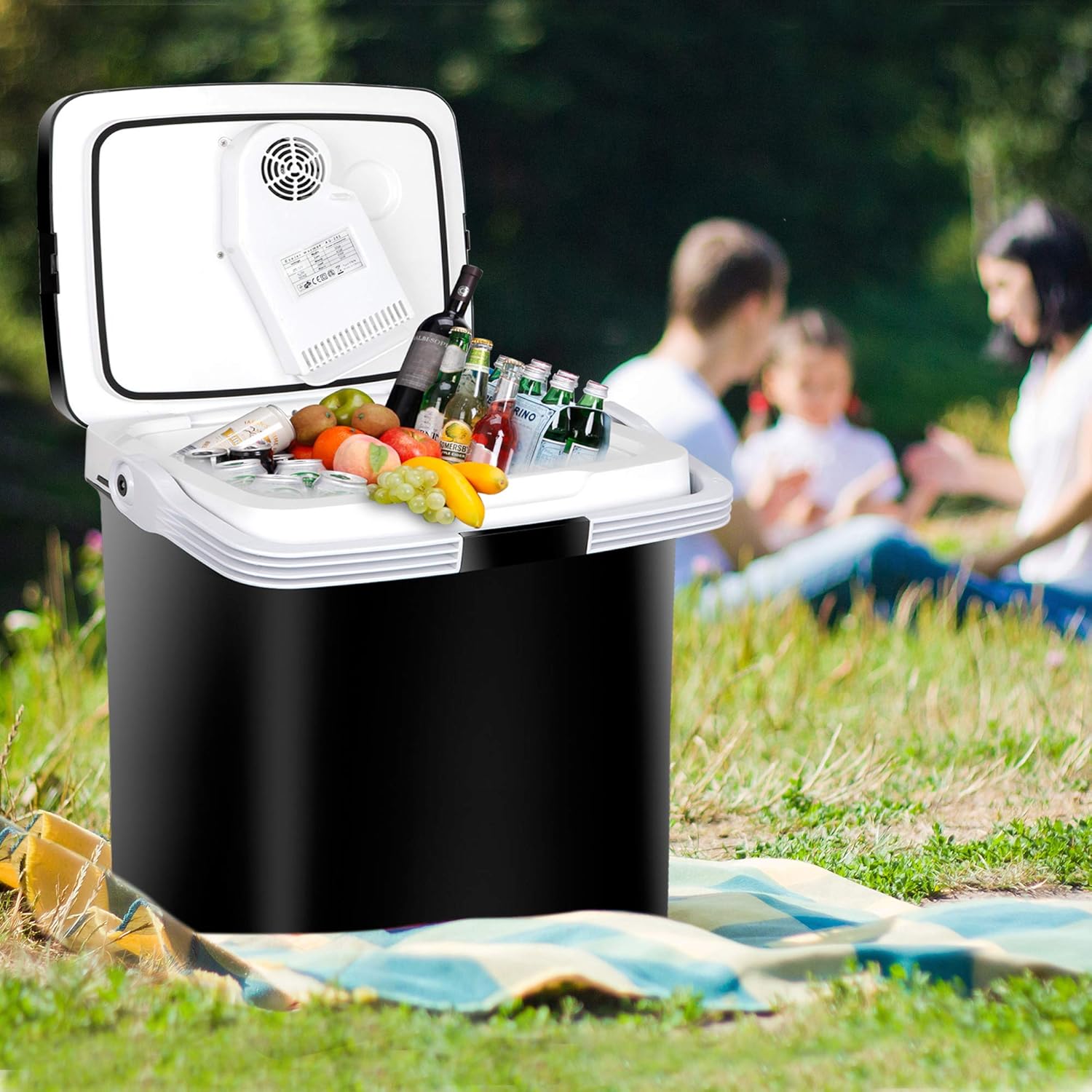 SUPER DEAL Pro 28QT(26L) Portable Electric Cooler and Warmer, Mini 12V DC Car Refrigerator Plug In Cooler Car Refrige for Camping, Fishing, Work Beach Picnic