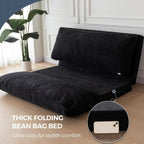 MAXYOYO Folding Sofa Bed, Extra Thick and Long Floor Sofa Convertible Sleeper Chair with Washable Cover, Floor Couch Lounge Bean Bag Bed for Living Room, Black, 30"x95"