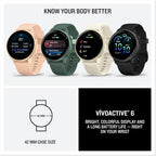 Garmin vivoactive 6 GPS Smartwatch with AMOLED Display  Slate | Advanced Health and Fitness Features  Up to 11 Day Battery  Energy Monitoring  Sleep Coach | with Signature Series Power Bundle