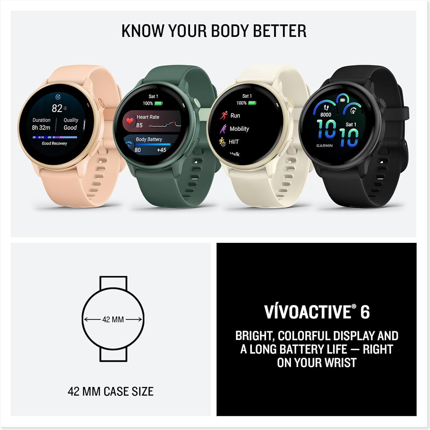 Garmin vivoactive 6 GPS Smartwatch with AMOLED Display  Lunar Gold | Advanced Health and Fitness Features  Up to 11 Day Battery  Energy Monitoring  Sleep Coach | with Signature Series Power Bundle