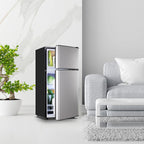 DEMULLER 2.4 Cu.Ft Small Refrigerator with Freezer Dorm Mini Fridge Removable Plastic Shelves Ideal for Home, Office,Dormitory Silver