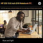 HP 255 G10 Laptop for Home or Work - Microsoft Office 365 for Web - 15.6" Full HD - Ryzen 3 7330U (Beat Intel i5-1135G7) - 16GB RAM - 256GB SSD - HDMI - USB-C - Windows 11 w/o Mouse