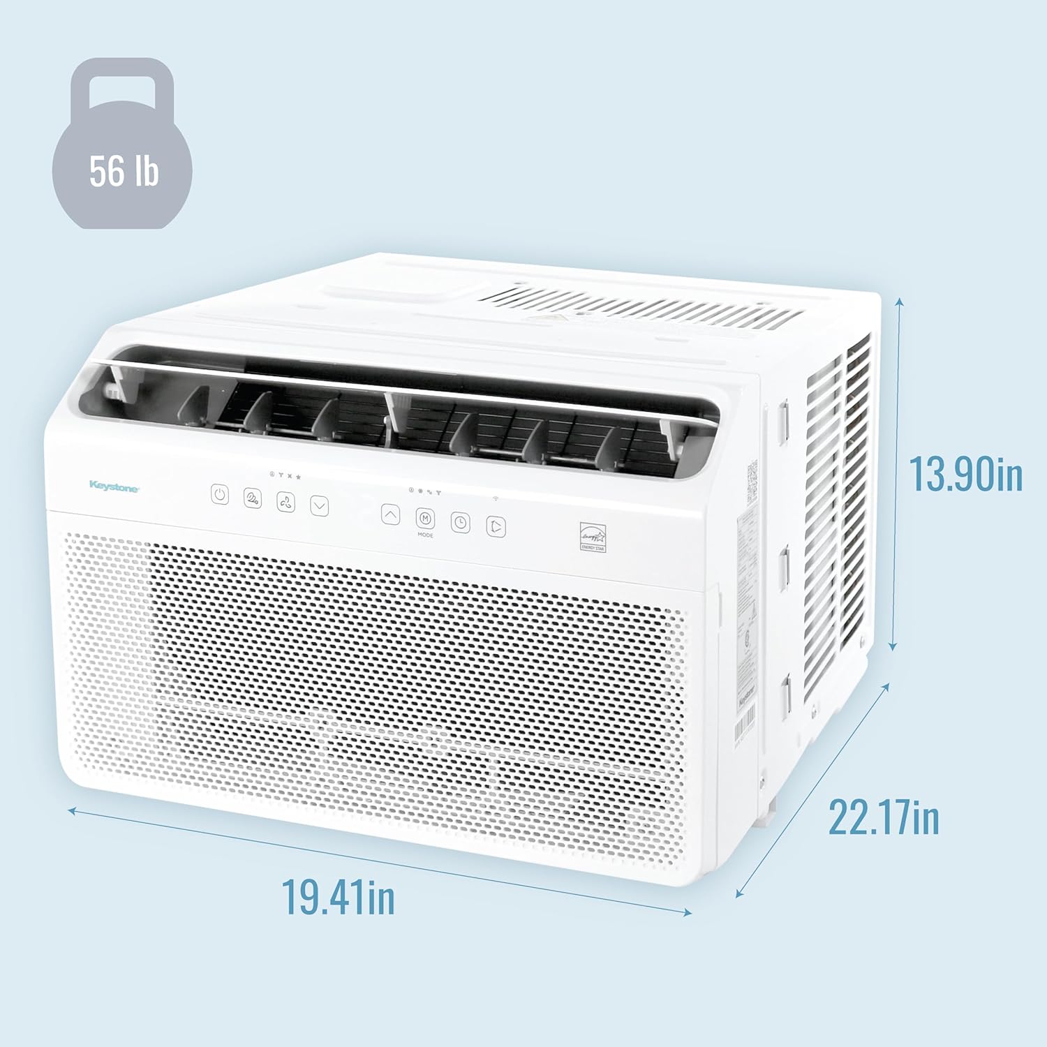 Keystone Energy Star 8,000 BTU Window Mounted Inverter Air Conditioner with Supplemental Heat, Quiet High Efficiency Window AC Unit with Remote for Apartment, Medium Rooms up to 350-Sq. Ft.