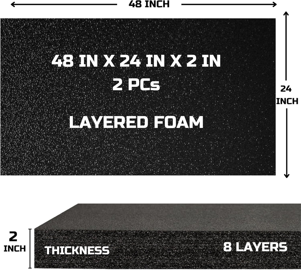 ONREVA Tool Box Foam, 2Pack 48x24x2 inch, Foam Inserts for Cases, Polyethylene Storage Sheets for Toolbox Hard Case, Tool Shadow Insert, Kaizen Organizer Sheet