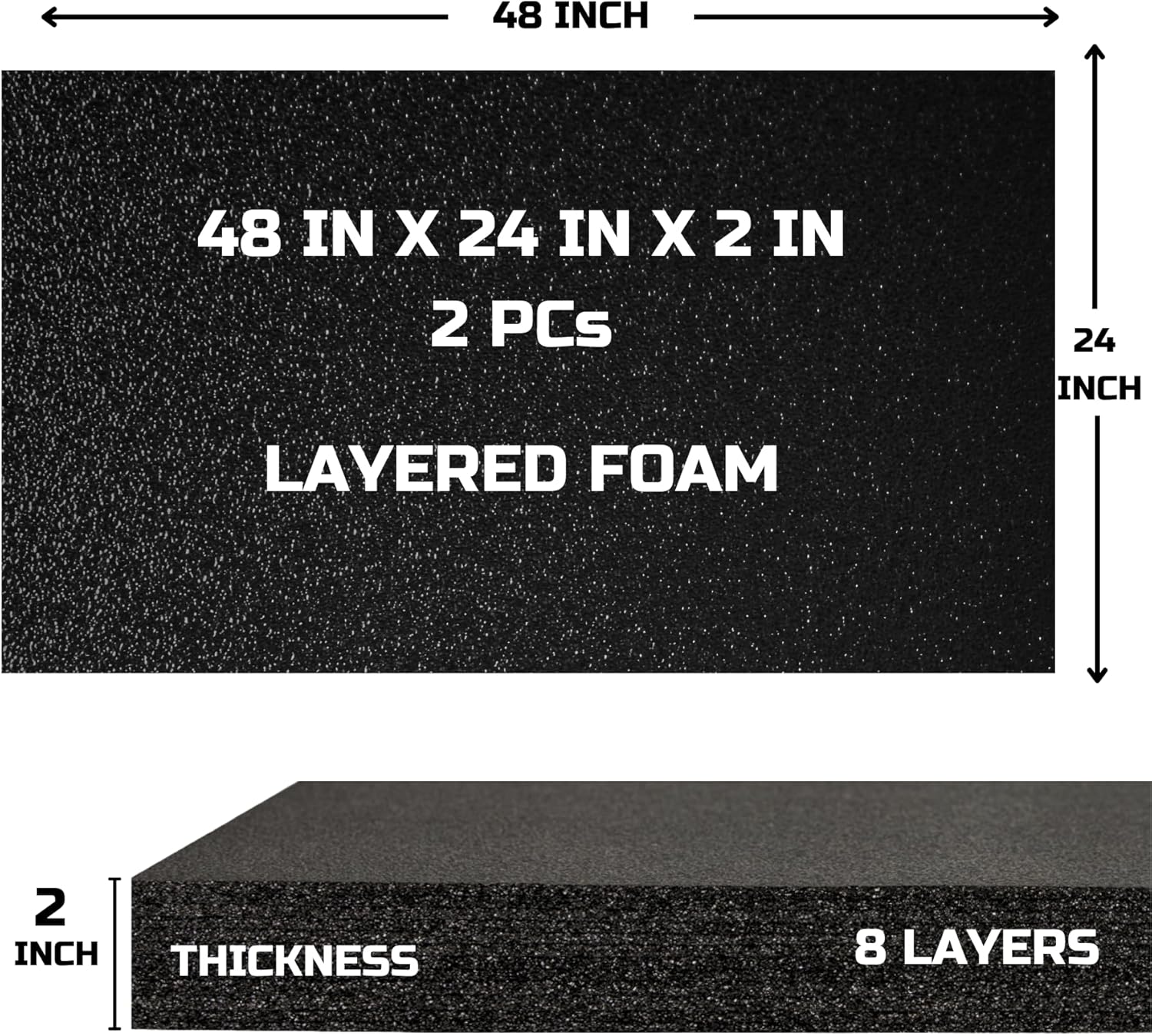 ONREVA Tool Box Foam, 2Pack 48x24x2 inch, Foam Inserts for Cases, Polyethylene Storage Sheets for Toolbox Hard Case, Tool Shadow Insert, Kaizen Organizer Sheet