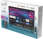 Supersonic SC-2426SDVD 24-inch LED Smart HDTV w/DVD Player  ATSC & NTSC System  3X HDMI  1080p  WiFi  USB  Multi Language OSD  AC/DC Compatible for Home  Kitchen  or RV Camper  DC Car Cord Included