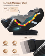 RELX Massage Chair Full Body, 15 Modes Zero Gravity SL-Track Shiatsu Massage Chair Built-in Heat System, Airbag Massage with Body Scan, Deep Yoga Stretch, Calfrest Extension and AI Control(Black)