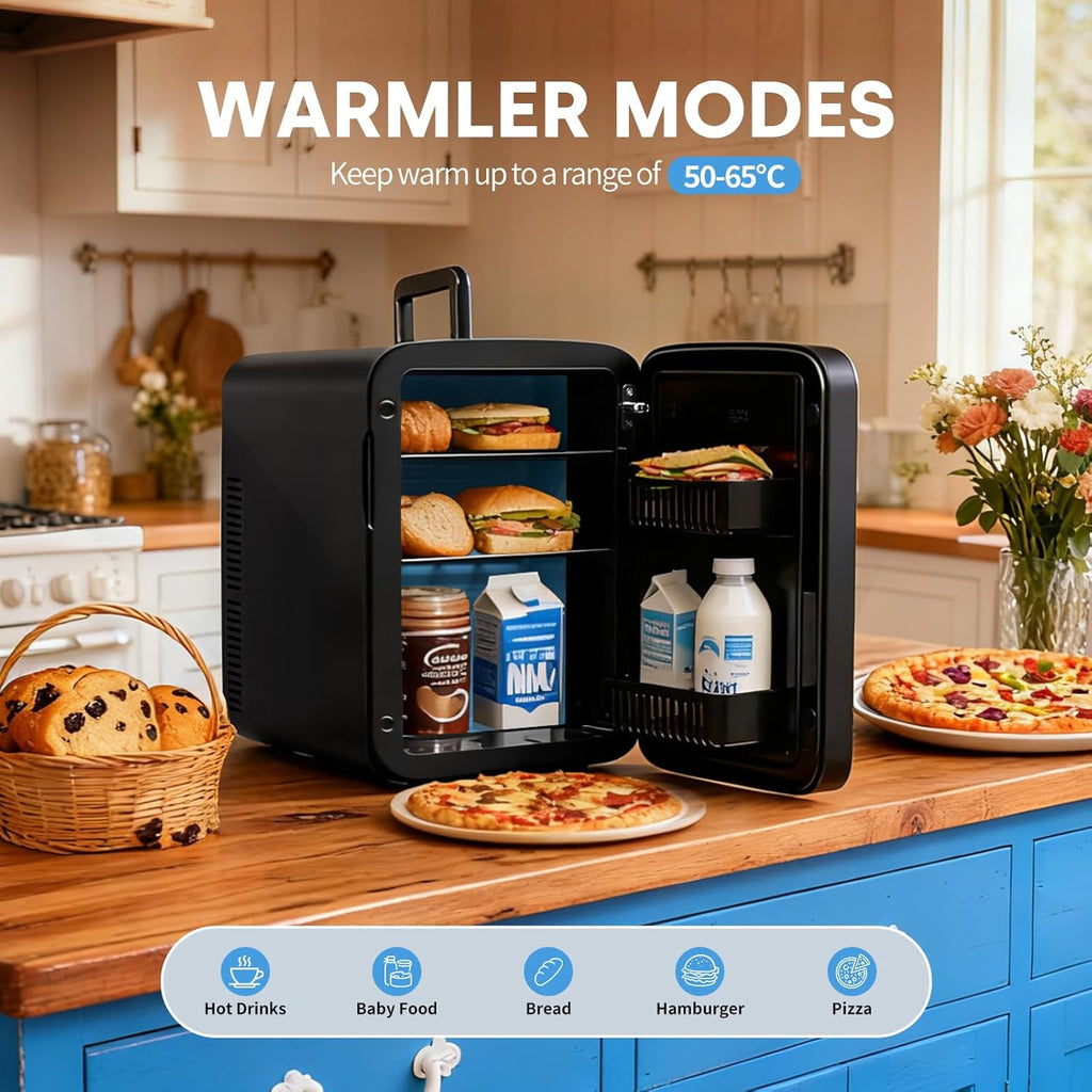 Enventor Mini Refrigerator, 15L Compact Skincare Fridge AC+DC Power Cooler & Warmer Small Refrigerator for Bedroom, Skincare, Makeup, Cosmetics, Car, Office (Black)