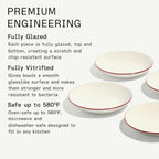 Made In Cookware - Set of 4 - Entrée Bowls - White With Red Rim - Porcelain - Crafted in England