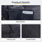 MAXYOYO Adjustable Floor Sofa Couch with 2 Pillows, Multi-Functional Bean Bag Bed, 5-Position Foldable Lazy Sofa Sleeper Bed with Armrest, Versatile Floor Seating for Reading, Dark Grey, Double