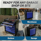 7 Drawers Tool Cart on Wheels,Multifunctional Rolling Tool Chest Tool Storage,Drawers Rolling Tool Trolley Organizer Tool Case for Garage,Warehouse,Workshop,Repair Shop (7 Drawers-Black&Blue)