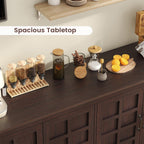 70" Sideboard Buffet Cabinet with Storage, Coffee Bar Cabinet with and 4 Doors, Long Wider Storage Cabinet Modern Farmhouse, Brown Wood, for Kitchen, Dining Room, Living Room