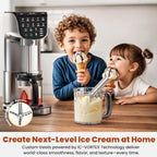 Ice Cream Maker Machine 12-in-1, Full Automatic Stainless Steel Homemade Ice Cream Maker for Sorbet, Milkshake, Frozen Yogurt & More, Easy to Clean Ice Cream Machine, (3) Family-Sized Tritan Tubs