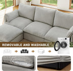 94.5" L Shape Cloud Modular Sectional,4 Seater Waterproof High Backrest Sectional Sofas,Down Filled Modular Couch with Removable Washable Cover for Living Room,Light Gray