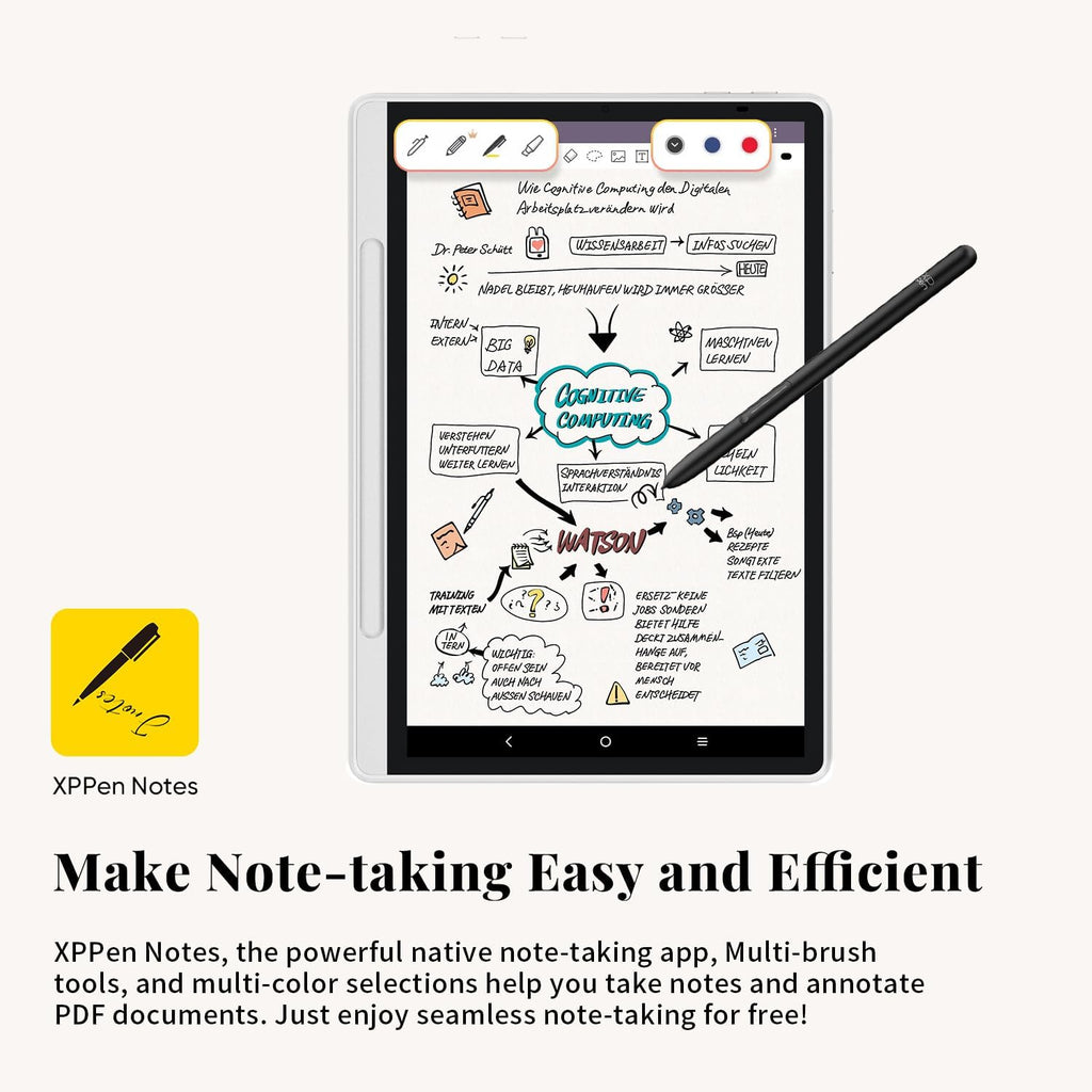 XPPen 3 in 1 Color Digital Notebook 10.95'' Paper Note Taking Tablet & XPPen Replacement Felt Nibs for X3 Pro Pencil Magic Note Pad