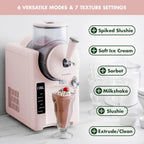 GreenPan Frost Ice Cream Maker & Slushie Machine, Soft Serve, Sorbet, Margaritas, Milkshakes, Frozen Yogurt, No Pre-Freezing, Ready in 15 Mins, 6 Modes, 7 Textures, Self-Cleaning, Family Size, Pink