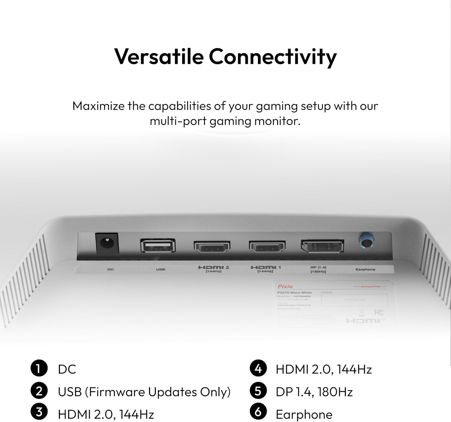 Pixio PX278 Wave White 27 inch 180Hz Refresh Rate Quad HD 1440p Resolution AMD FreeSync Fast IPS Panel 1ms GTG Response Time Built-in Speakers Gaming Monitor