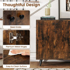 Giantex Sideboard Buffet Cabinet, 50’’ Accent Kitchen Storage Cabinet with 4-Door & 5-Position Adjustable Shelves, Modern Sideboard with 5 Legs, Buffet Table for Coffee Bar, Living Room, Rustic Brown