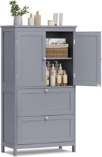 VASAGLE Floor Storage Cabinet, Freestanding Storage Unit with 2 Drawers and 2 Doors, Adjustable Shelf, 11.8 x 23.6 x 43.3 Inches, for Entryway, Bathroom, Dove Gray UBBC551G02V2