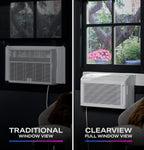 GE Profile ClearView Window Air Conditioner Unit, 8,300 BTU, U-Shaped Adjustable Depth, Energy Efficient Cooling up to 350 sq ft., Ultra Quiet, SMART Home Capable, Includes Remote, White
