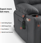 MCombo Power Lift Recliner Chair for Elderly, Lift Chair with Heat and Massage, Extra Wide Lift Recliner for Big People, Faux Leather R7096 (Medium-Wide, Grey)