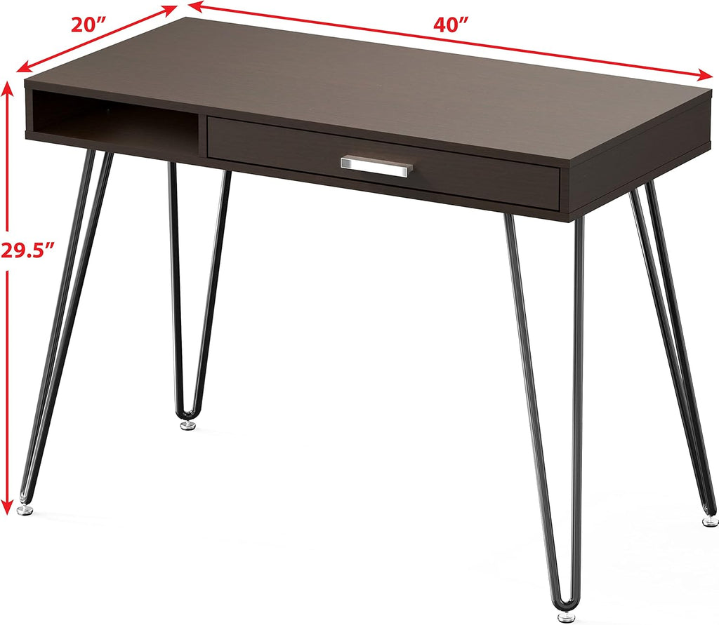 SHW Home Office Computer Hairpin Leg Desk with Drawer