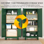 GAIOUS 75.2" Tall Kitchen Food Pantry, Pantry Cabinet with 2 Door and 5 Adjustable Shelves, Green Laundry Room Cabinets, Freestanding Pantry for Kitchen, Study Room, Dining Room and Entryway