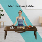 Japanese Folding Table Bamboo Japanese Floor Table Portable Solid Wood Folding Coffee Table,No Assembly Japanese Coffee Table for Sitting on The Floor,Easy Storage
