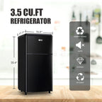 Compact Refrigerator 3.5 Cu.Ft WANAI Classic Retro Refrigerator 2 Door Mini Refrigerator Adjustable Remove Glass Shelves Refrigerator Suitable for Dorm Garage and Office