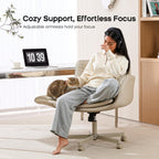 amseatec Criss Cross Chair with Armrests & Wheels, PU Leather Vanity Chair, Comfortable Adjustable Swivel Computer Office Desk Chairs for Home, Make Up, Bed Room (Cream)