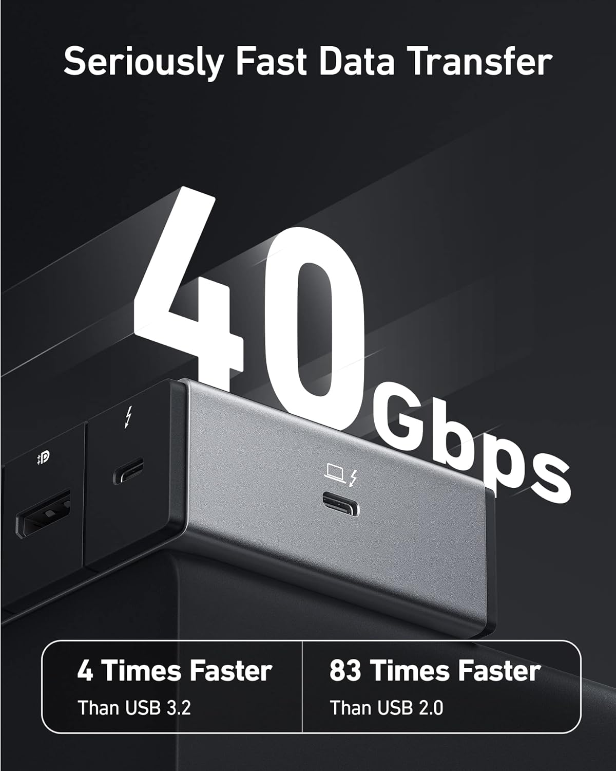 Anker 778 Thunderbolt Docking Station (12-in-1  Thunderbolt 4)  40 Gbps with Max 100W Charging for Laptop  Single 8K  Quad 4K Display  Ethernet  6 USB Ports for Dell  HP Laptops and More(Gray)