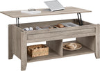 Yaheetech Lift Top Coffee Table with Hidden Storage Compartment & Lower Shelf, Lift Tabletop Farmhouse Table for Living Room Office Reception, 47.5in L, Gray