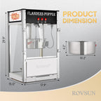 ROVSUN Popcorn Machine with 12 Ounce Kettle Makes Up to 80 Cups ETL Certified, Countertop Popcorn Maker Commercial Popcorn Machine w/Stainless Steel Scoop, Oil Spoon & 3 Popcorn Cups for Theater Home