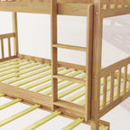 Harper & Bright Designs Convertible Wood Twin-Over-Twin Bunk Bed with Trundle and Ladder - Can Be Divided Into Two Platform Beds, White Oak
