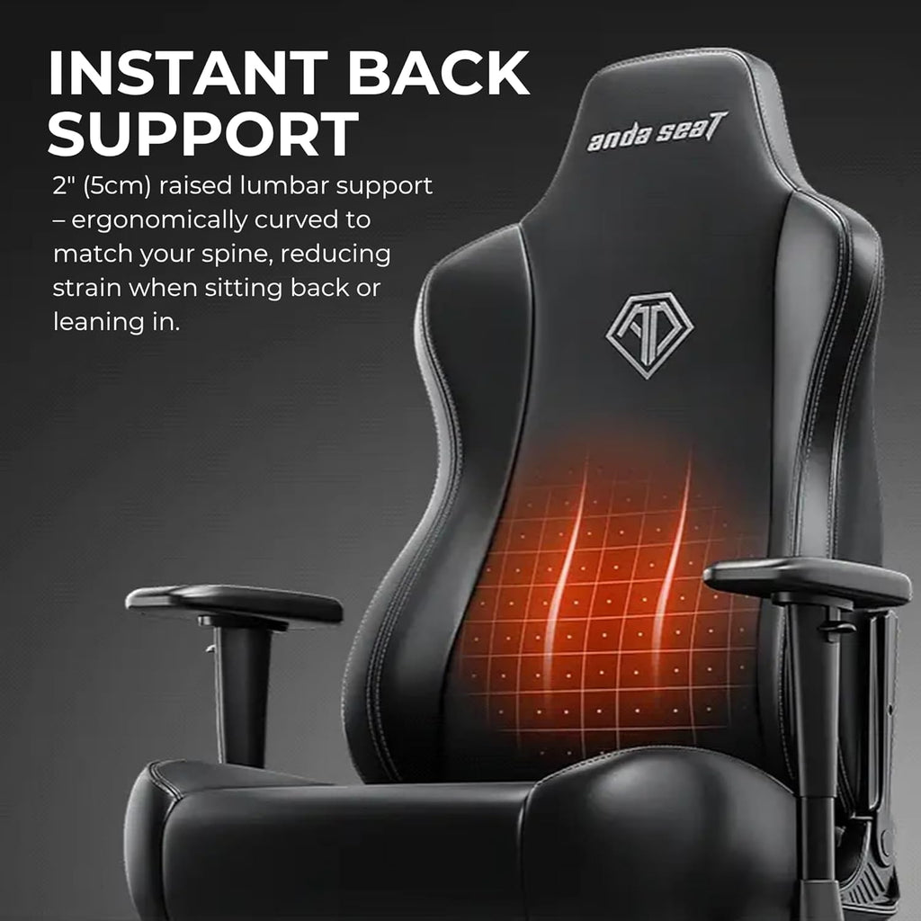 Anda Seat Novis Gaming Chair for Adults - Large Reclining Video Game Chairs, PVC Leather Ergonomic Office Chair, Heavy Duty Back Lumbar Support - Luxury Black Computer Chairs for Home & Work