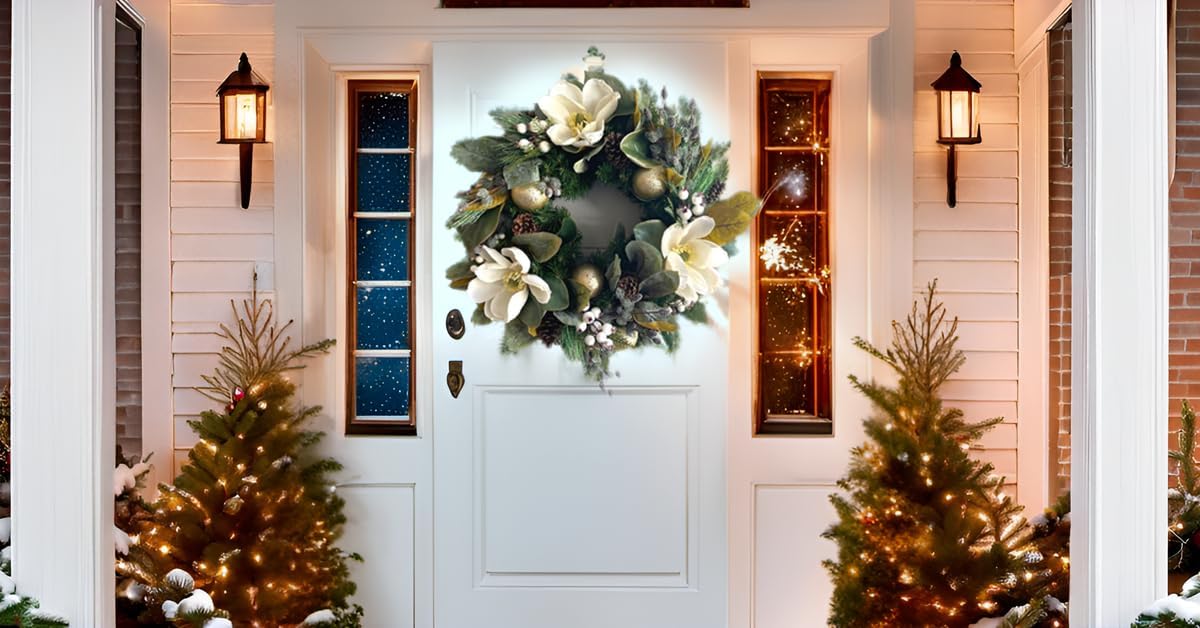 Good Tidings To You - Wreath - Holiday Florals, Large-size Faux Floral Arrangement, Premium Artificial Indoor Flower Display with Beautiful Blooms and Foliage - Artificial Plants & Flowers