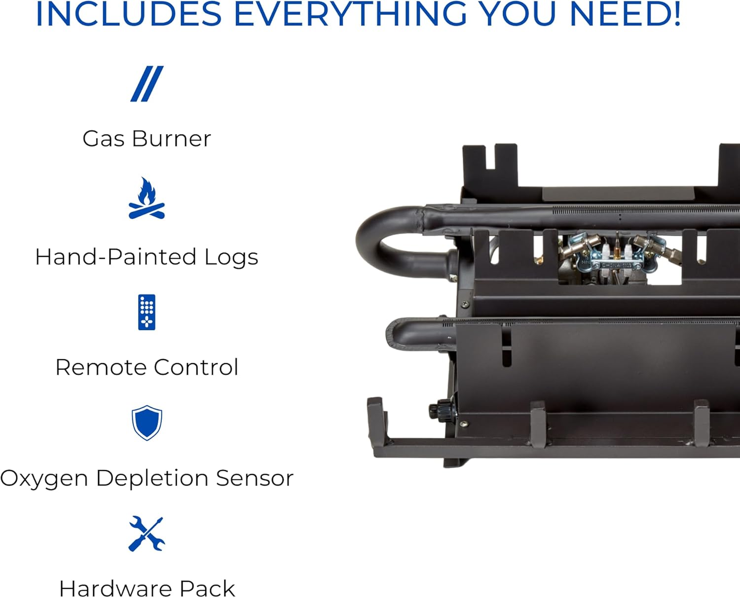Duluth Forge Ventless Natural Gas Log Set - 18 in. Stacked Oak, 30,000 BTU, Remote Control - Model# DLS-N18R-2