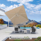 PURPLE LEAF 10 FT Right-left Tilt Patio Umbrella Swivel White Cantilever Umbrella with Tilt Aluminum Outdoor Umbrella with 360° Rotation for Deck Pool Garden, Beige