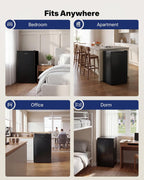 Upstreman 3.2 Cu.Ft Mini Fridge with Freezer, Single Door Compact Refrigerator, Adjustable Thermostat, Small Refrigerator for Dorm, Bedroom, Office, Black-BR321