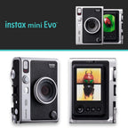 Fujifilm Instax Mini EVO Hybrid Black Instant Camera | Instax Mini Twin Pack Instant Film | 32GB microSD Card with Adapter | Black Camera Case
