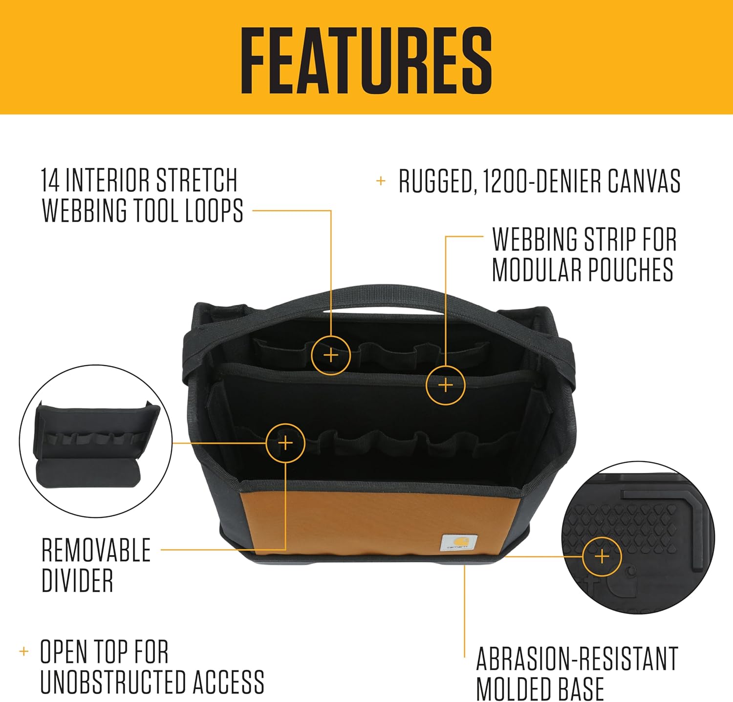 Carhartt Station Tool Organizer, Durable, Water-Resistant, Station Tool Tote