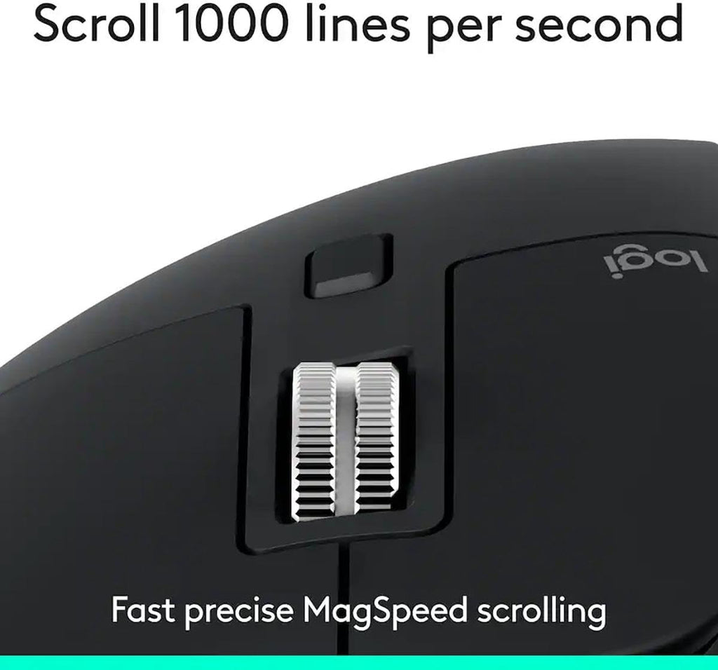 Logitech MX Master 3S - Performance Wireless Mouse with Ultra-Fast Scrolling, Ergo, 8K DPI, Track on Glass, Quiet Clicks, Bluetooth, Windows, Linux, Chrome, Black