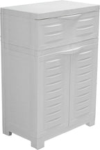 Sunnydaze 34.5" H Resin Garage Storage Cabinet - Garage Cabinet with Adjustable Shelf - Freestanding Utility Storage for Laundry Room, Office, Basement - Speckled White